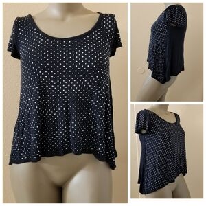 INC INTERNATIONAL CONCEPTS Studded Cap Sleeve Shark Bite Top Med Black Silver